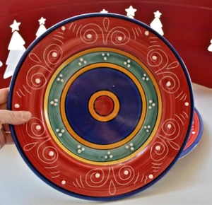 2 ~ Pier 1 SAN MARCO Dinner Plates 11 3/8" Hand Painted Earthenware Italy VTG - Picture 1 of 5