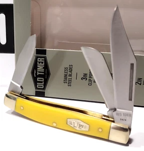 Schrade Old Timer Yellow Handles Senior 8OTY Stockman Folding Pocket Knife New - Picture 1 of 6