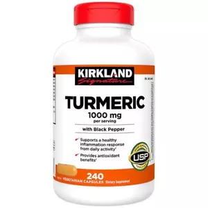 Kirkland Signature Curcuma 1000mg Pepe Nero 240 Capsule Vegetariane Scad. 03/26 - Foto 1 di 3
