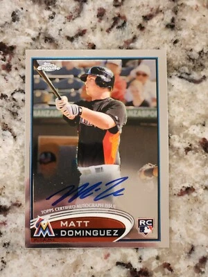 Matt Dominguez Auto RC AUTO- 2012 Topps Chrome Rookie Autograph #159 Marlins - Image 1 of 2