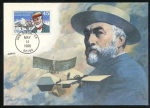 1988 Airmail Sc C118 45c Samuel Langley Aviation Pioneer FDC Fleetwood maxi card - Picture 1 of 2