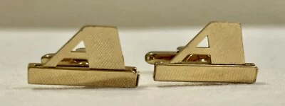 Men's HICKOK  Gold Monogram Letter "A" Cufflinks Names InitialsAdam Al Andy Art - Image 1 of 4
