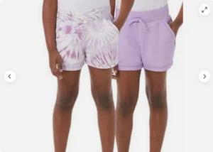 32 Degrees Girl's 2 Pack Ultra Soft Shorts (Purple Tie Dye/Purple XS 5/6)NWT - Picture 1 of 3