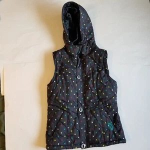 Burton Dry Ride Vest Womens M Medium Black Puffer Hood Winter - Picture 1 of 11