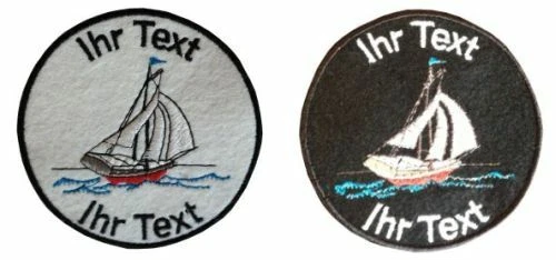 LADREAS Segeln Segelboot Aufnäher mit Wunschtext Patch 8cm (108-1)