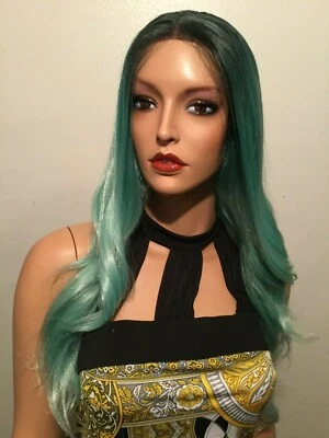 Peluca delantera de encaje verde y negro nueva con etiquetas Laflare Ombre 100 % Kankalon  Foto 1 de 4
