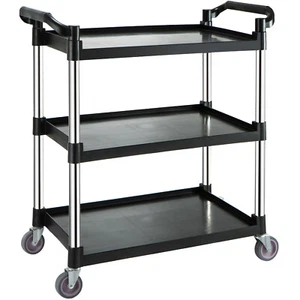 Utility Service Cart with Wheels 3-Tier Food Service Cart 154lbs Capacity - Picture 1 of 9