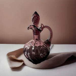 UV Reactive Fenton Purple Amethyst Glass Cruet Decanter With Stopper - Picture 1 of 10