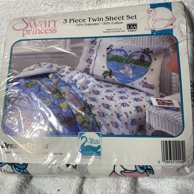 Juego de sábanas dobles The Swan Princess 1994 de colección funda de almohada plana ajustada rara difícil de encontrar Foto 1 de 2