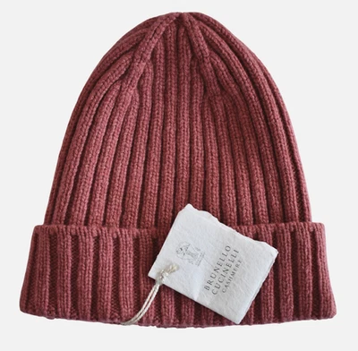 🆕️Chapéu gorro feminino Brunello Cucinelli rosa 100% cashmere costela algemado M - Imagem 1 de 4