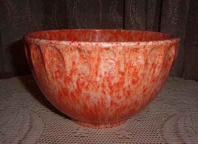 Boonton Melamine vntg orange confetti splatter thumbprint bowl 511A 2 qt VGC HTF - Image 1 of 4
