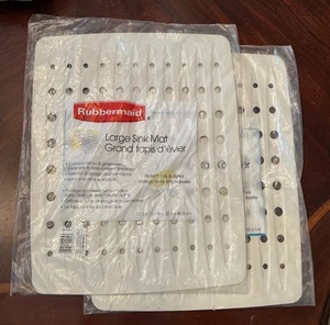 Set 2 Vtg 2002 NEW Rubbermaid Large Sink Mat 12.8”x 15.9” Cream #1292 New In Bag - Picture 1 of 8