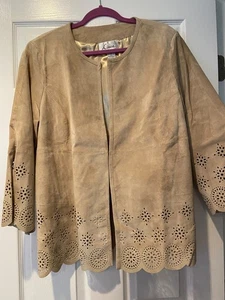 Linea by Louis Dell'Olio Tan Suede Jacket 1X/14/16/18 - Picture 1 of 3