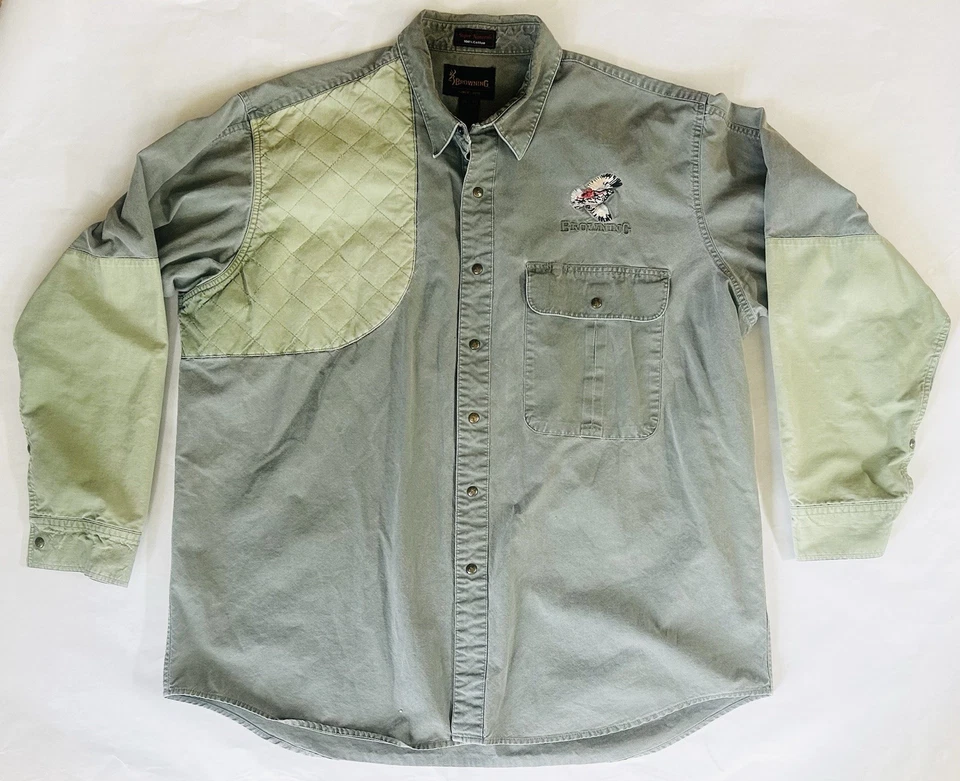 Vintage Browning Super Naturals Hunting Shooting Shirt Padded Shoulder Quail XXL - Image 1 of 4