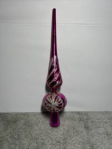 Vintage Weihnachten Glas Baumspitze Rosa mit Silber/Gold Glitzer 11,5" - Bild 1 von 9