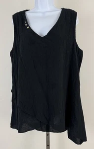 LULU B Black Gauzy Cotton Sleeveless Tunic Top Sz L - Picture 1 of 6