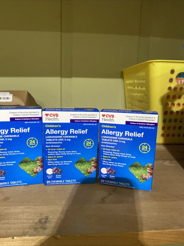 CVS Niños No Somnolencia 24 horas Alivio de Alergias - Comprimidos Masticables 20ct. Exp 05/26 Foto 1 de 2