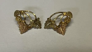Vintage Ohrringe 10 Karat Gelbgold Blumen Blatt 1,649 Gramm - Bild 1 von 8