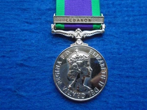 MEDALLA Y CINTA DE SERVICIO GENERAL ERII + BROCHE LIBANO TAMAÑO COMPLETO, COPIA - Imagen 1 de 4