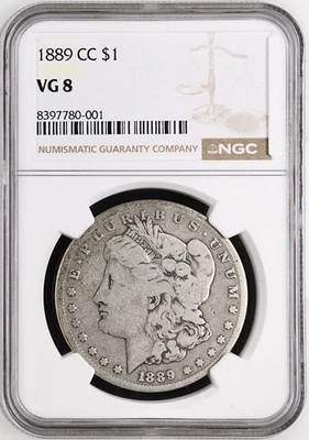 1889 CC MORGAN SILVER DOLLAR NGC VG8 KEY DATE CARSON CITY - Image 1 of 2