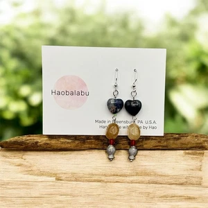 Pendientes de pez corazón ámbar artesanal  - Imagen 1 de 3