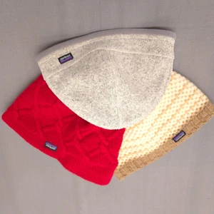 Patagonia Womens Hat Lot 3 Cable Knit Wool Fleece Lined Winter Warm Cozy - Picture 1 of 19