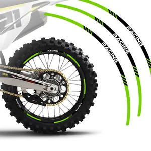 Green Dirtproof 21"F&19"R Rim Wheel Sticker P03B For Kawasaki KX 450 2020-2021 - Foto 1 di 6