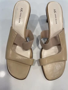 NEW AK Anne Klein Sandals Sz 10M Baxxters Slip On Elastic Strap Tan Casual - Picture 1 of 9