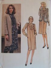 Swanky VTG 80s VOGUE 8098 MS Straight Dress & Jacket in 2 lengths PATTERN 8 UC