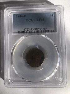 1944 - D Lincoln Wheat Penny XF-45 PCGS 2723.45  / 48538288 Us Copper coins. - Picture 1 of 6