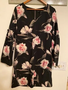 Vestido recto floral manga campana mercado negro de la Casa Blanca expuesto cremallera cuello en V 00 - Imagen 1 de 6