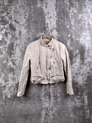 Free People Jacket Small Womens We The Free Moto Biker Full Zip Faux Leather - Image 1 of 4