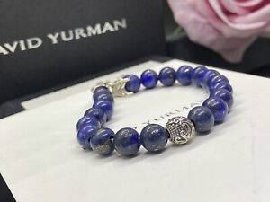 DAVID YURMAN Men's  8mm Lapis Lazuli W/waves Spiritual Beads Bracelet 8.5”