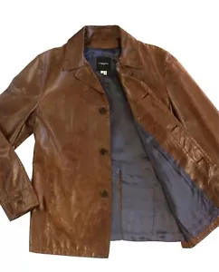 DISFRAZ NACIONAL: Chaqueta Camisa de Cuero de Cordero Marrón Envejecido Talla 52 Para Hombre NUEVA - Imagen 1 de 5