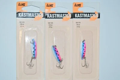 3 lures acme kastmaster jigs spoon jigging casting 1/8oz rainbow trout - Image 1 of 3