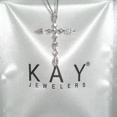 KAY Lab Grown 3/4ct Marquise & Round-Cut CROSS 10K WG Diamond Necklace💎 $999.99 - Image 1 of 4