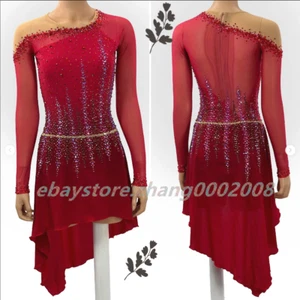 Red Ice skating dress.Competition Figure Skating Dress.Twirling Baton Custom - Picture 1 of 7