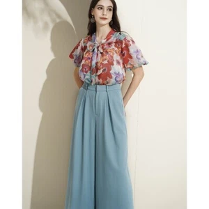 Women High Waist Casual Waist Wide Leg Pants with Pockets, Wide Leg Lounge Pants - Picture 1 of 26