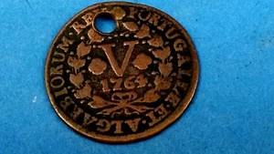 Moneda Antigua PORTUGAL Coleccionable Lucky José I Muy Escasa 1764 Cobre 5 Arrois - Imagen 1 de 4