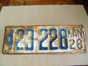 ANTIQUE 1928 KANSAS AUTOMOBILE LICENSE TAG/PLATE 423-228 - Picture 1 of 2