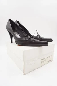Yves Saint Laurent Pumps Shoes EU 38.5 Black Uni Decorative Bow Leather Stiletto - Picture 1 of 8