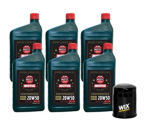 6qt Motul CLASSIC PERFORMANCE 20W50 Wix Filter Motor Oil Change Kit API SF - Picture 1 of 1