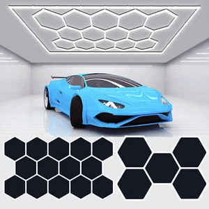 5X -14X LED Hexagon Lampe Werkstatt Wand Garage Decken Leuchte Waben Beleuchtung - Bild 1 von 46