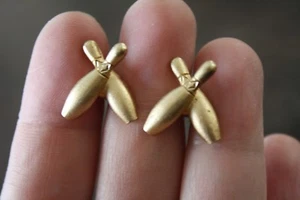 Vtg Estate Gold Tone SWANK Crossed Bowling Pins Everyday Dress Cufflinks GUC - Picture 1 of 7