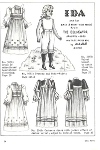 Vintage B/W Paper Doll - Ida by Pat Stall - Doll News Winter 1976 Uncut - Picture 1 of 2