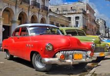 FLEECE Photo Wallpaper - HAVANNA OLDTIMERS-(488V)-Vintage Automobile Veteran Cuba Cars