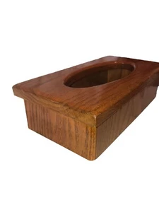 Dispenser porta fazzoletti vintage in legno di rovere rettangolare - Foto 1 di 6
