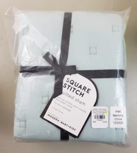 Pottery Barn Modern Baby+Kids Square Stitch Quilted Sham European Square AQUA - Picture 1 of 7