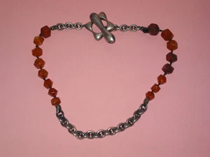 Modernist Artisan Hand Crafted Faceted Amber & Sterling Collar Necklace - Picture 1 of 6
