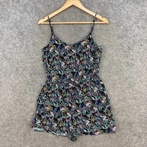 H&M Womens Playsuit Size 8 Black Floral Sleeveless Viscose 10806 - Picture 1 of 12